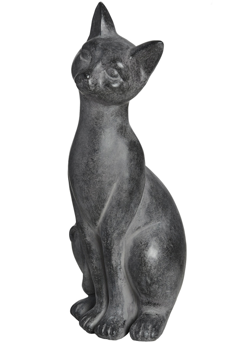 17989-a rustic black sitting cat figurine