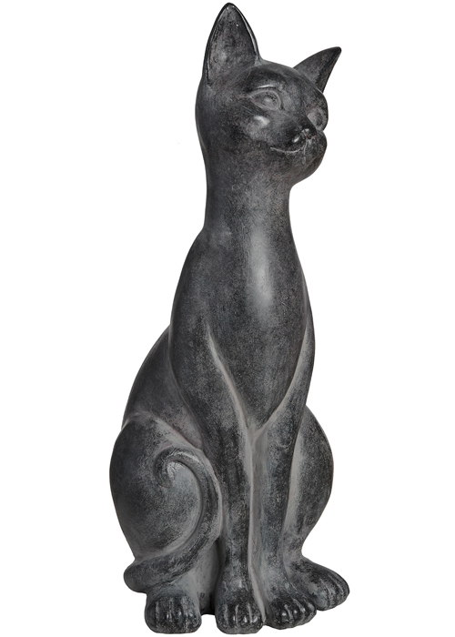 17989 rustic black sitting cat figurine