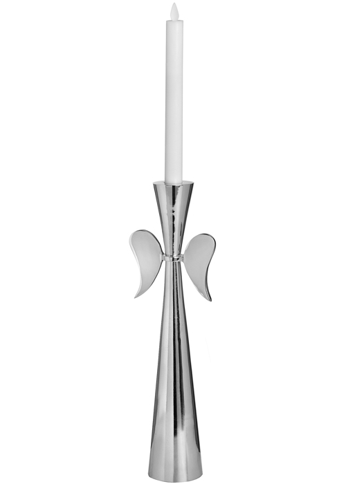 18160 Large Angel Wings Polished Nickel Candle Holder