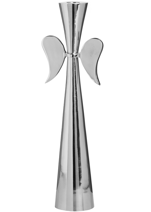 18160-a Large Angel Wings Polished Nickel Candle Holder