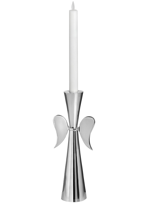 18161 Angel Wings Polished Nickel Candle Holder