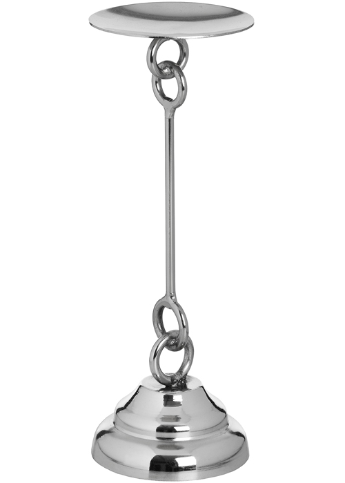 18180-a Sturdy Linked Polished Nickel Candle Holder