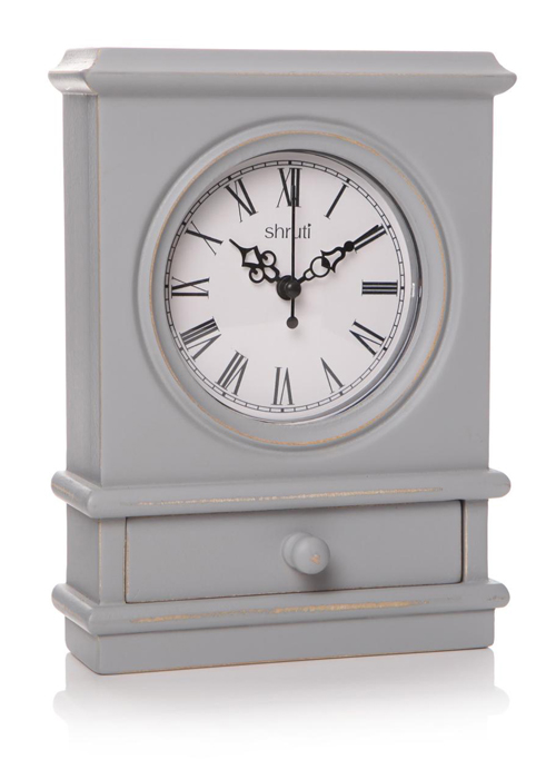 33165 Grey Mantel Clock with Drawer