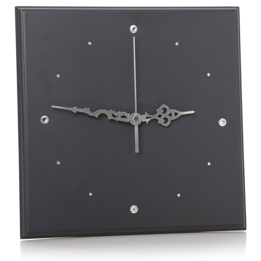 Black Square Silver Clock