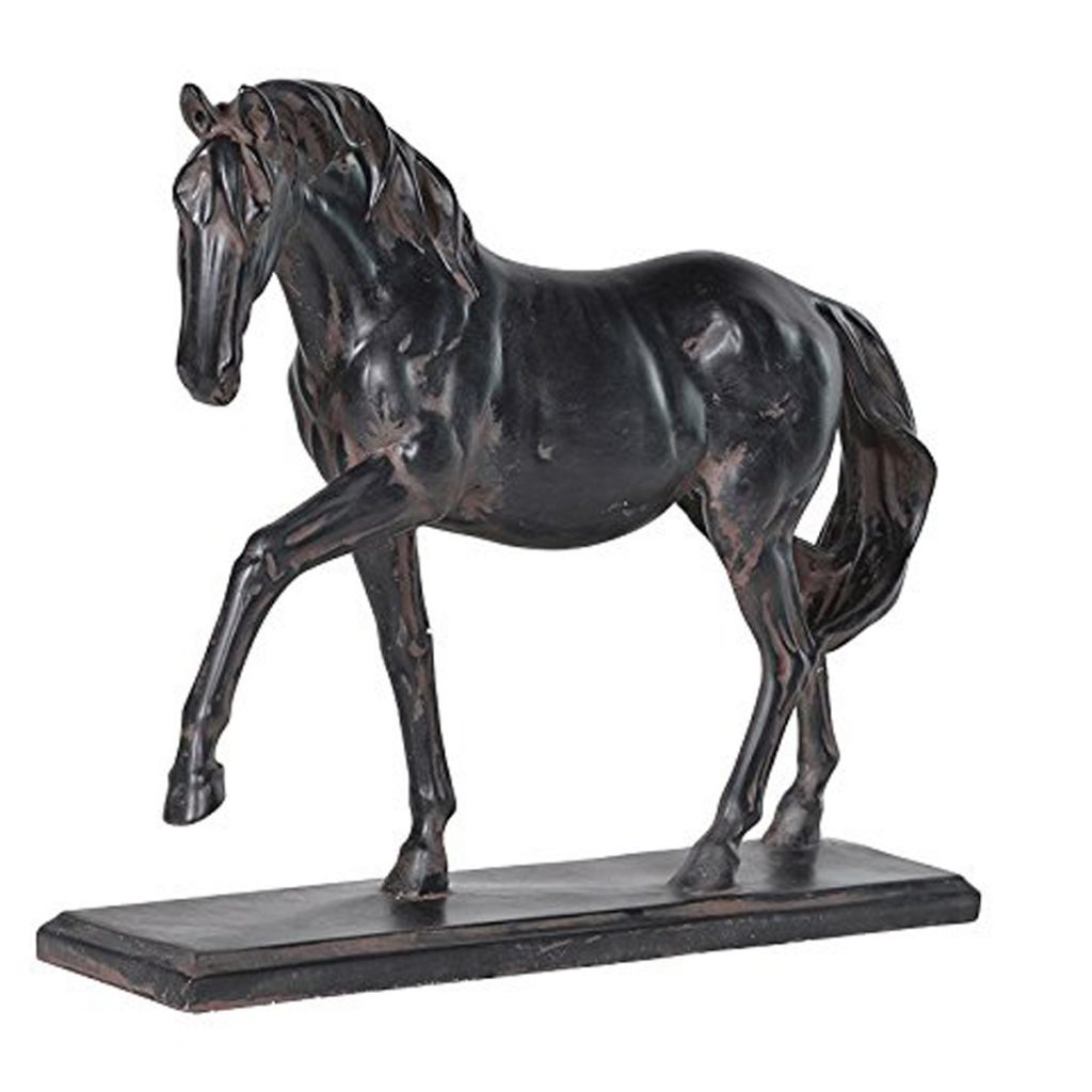 DSL131 Antique Brown Prancing Horse Pony Ornament