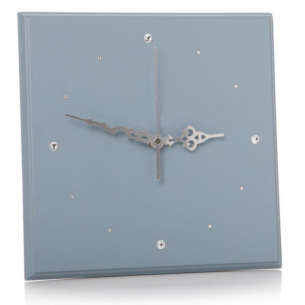 Dark Blue Silver Square Clock