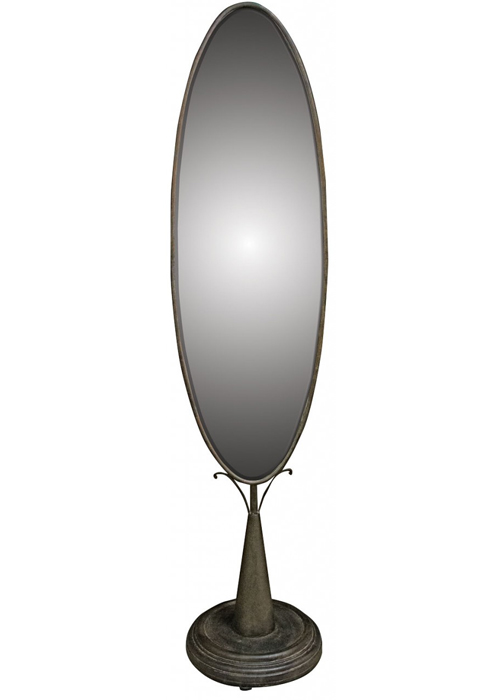 GUD213_ Full Length Pewter Silver Oval Mirror