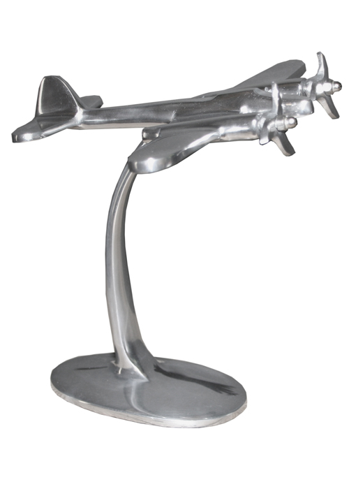 HV007 Sturdy Polished Aluminium Aeroplane Ornament