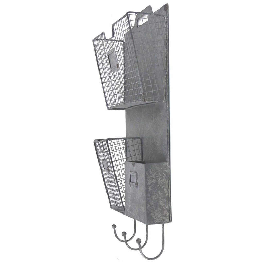 LK908-1 Distressed Grey Metal Wire Rack Hooks