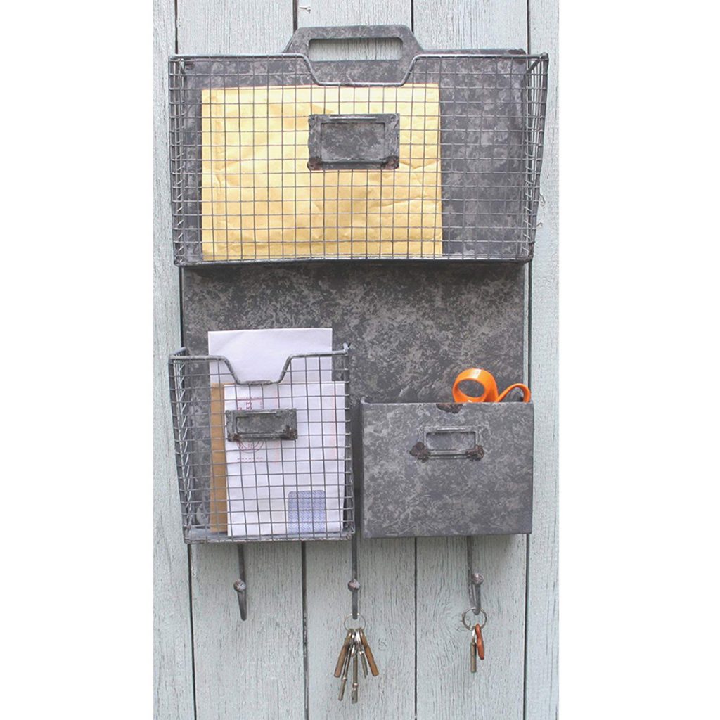 LK908-3 Distressed Grey Metal Wire Rack Hooks