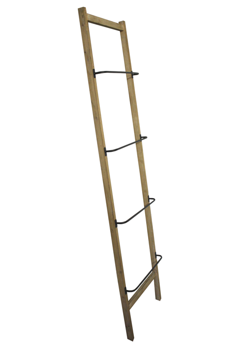 Natural Wood Metal Ladder Towel Rail