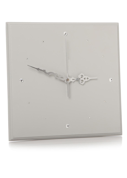 Light Grey Silver Square Clock