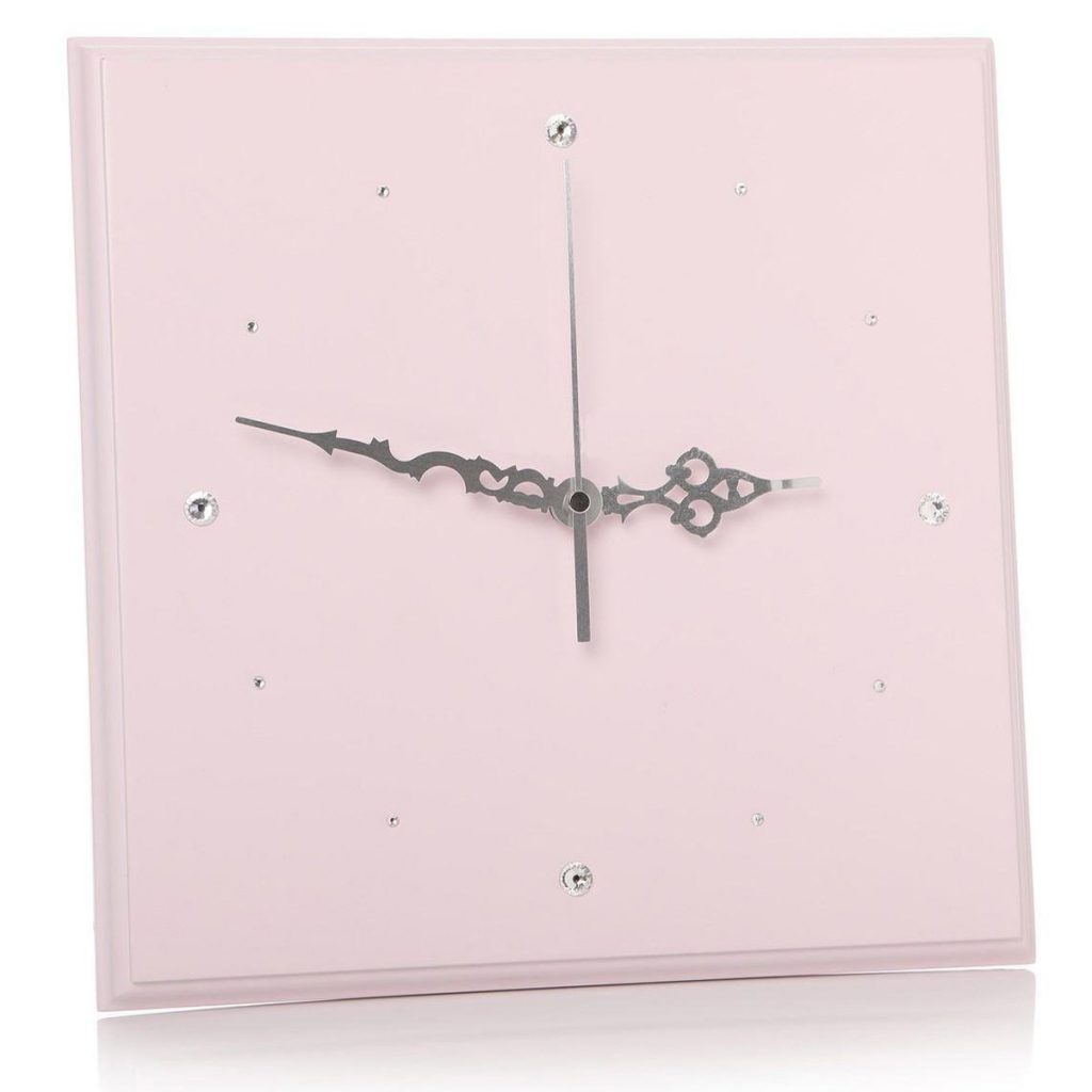 Pale Pink Silver Square Clock