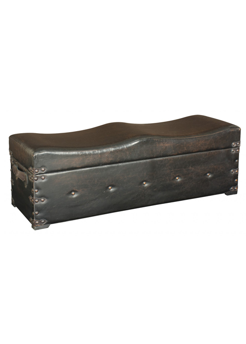 REF001_2 Set of 3 Antiqued Brown Bench Trunks