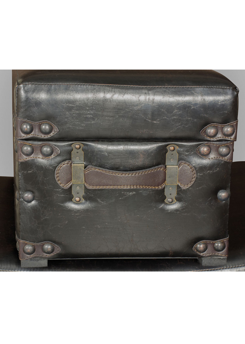 REF001_6 Set of 3 Antiqued Brown Bench Trunks