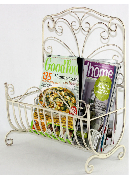 Shabby Chic Free Standing Cream Magazine Newspaper Rack Holder