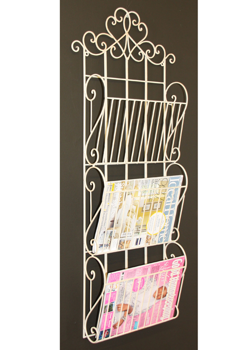 Shabby Chic Wall Mounting Magazine Rack Cream