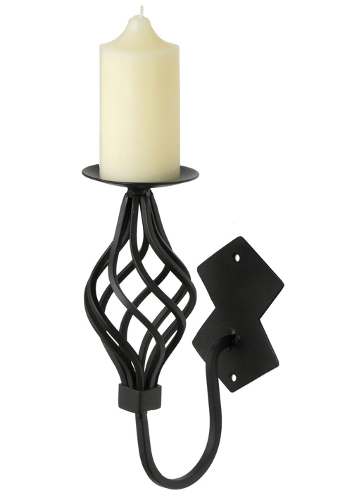 Sturdy Metal Twist Wall Candle Holder Black