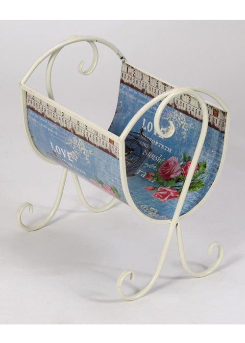 Vintage Magazine Rack Blue Cream 2