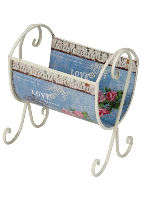 Vintage Magazine Rack Blue Cream 3