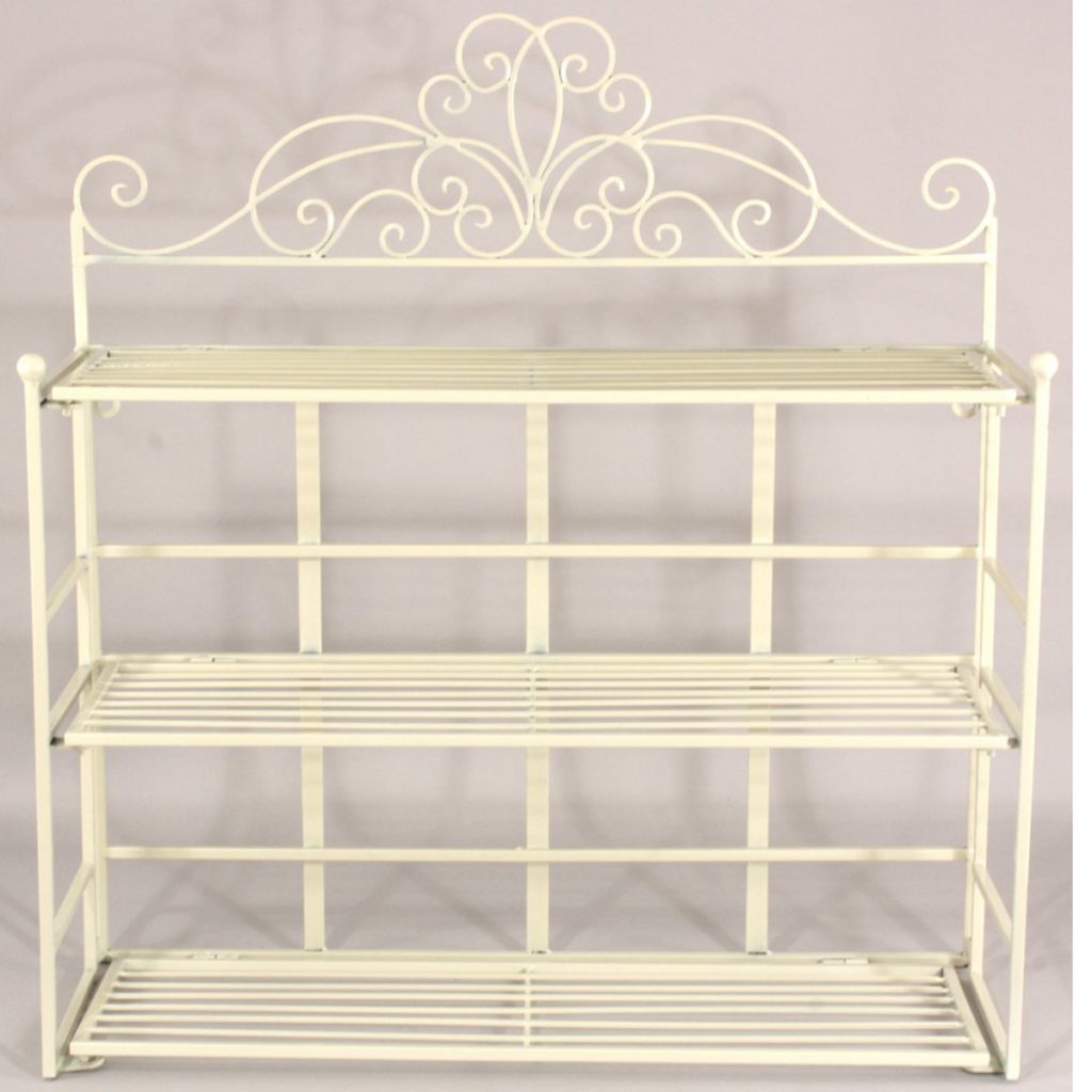 YF1011 Shabby Chic Folding Shelf Unit Ivory Cream