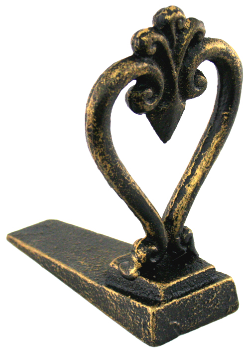 YF882REV Heart Antique Style Door Stop Wedge