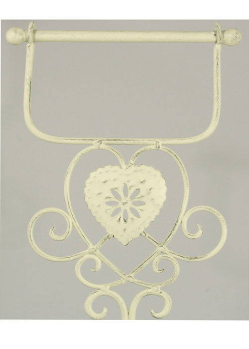 YF955 detail Shabby Chic Cream HEART Toilet Roll Holder