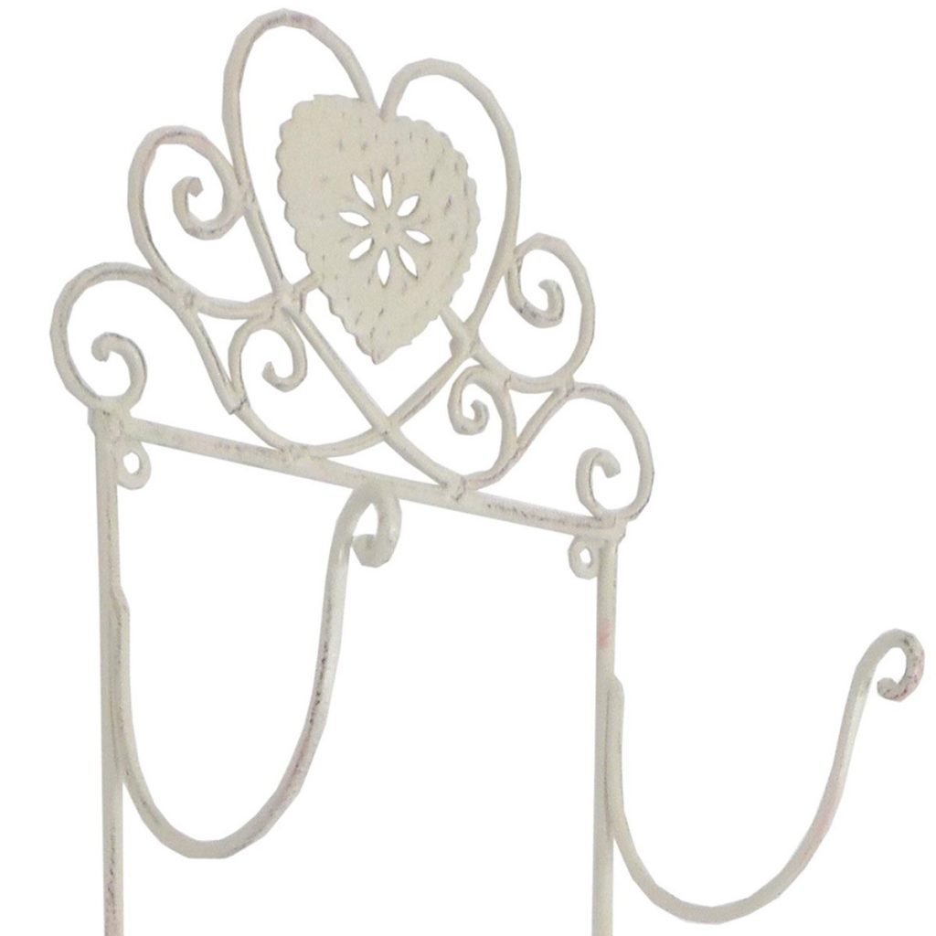 YF965_1 Heart Shabby Chic Towel Holder Cream