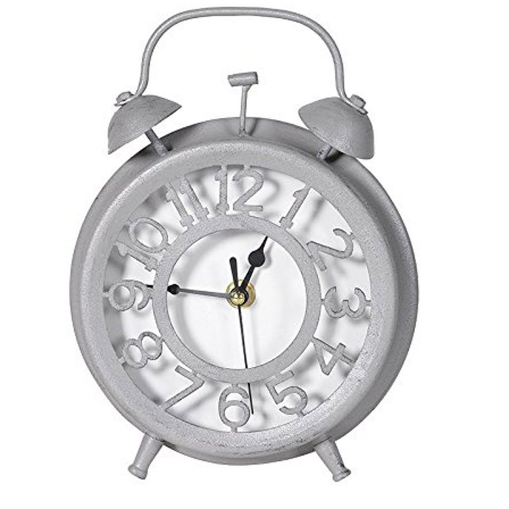 cxe009_2_Traditional Alarm Clock Style Grey Clock