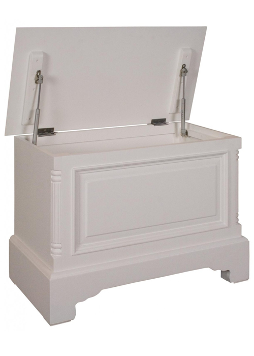 gsv004-angled-open Antique Style White Blanket Box