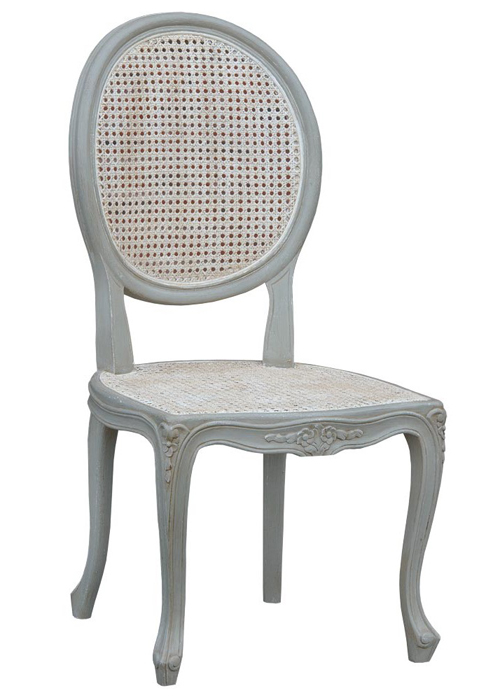 js2055-gyaw French Country Grey Rattan Dining Chair