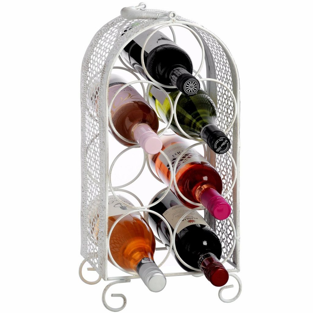 14229 Shabby Chic White 7 Bottle Wine Rack