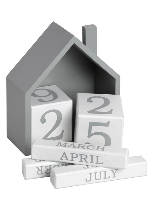 16112-a Washed Grey White Heart House Home Shape Perpetual Block Desk Calendar