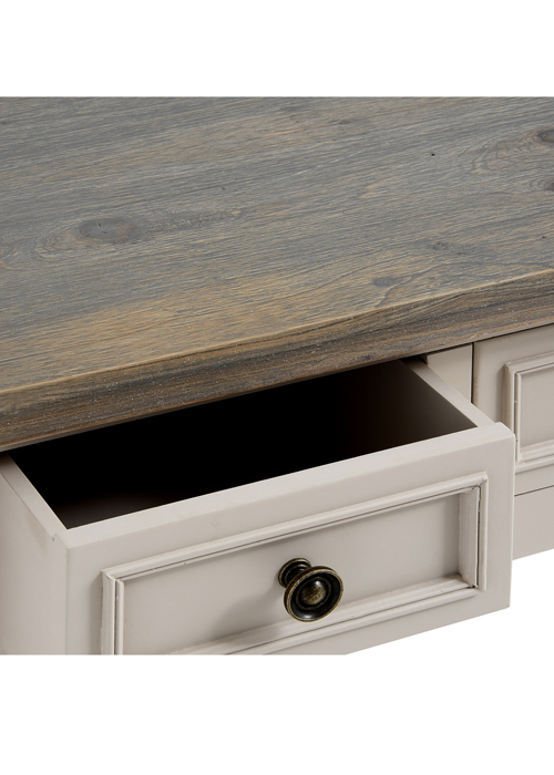 16227-a Sturdy Shabby Chic Mushroom Grey Wooden 3 Drawer Console Table