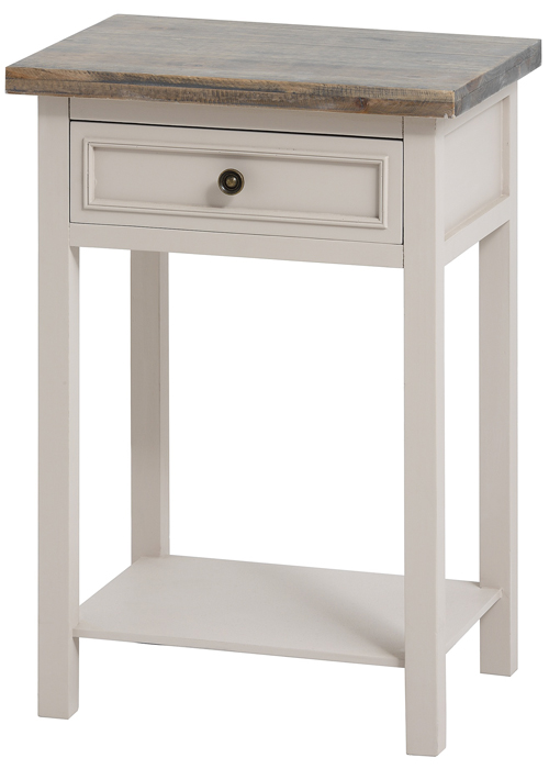 16228 Soft Grey Fully Assembled Wood 1 Drawer End Lamp Side Table