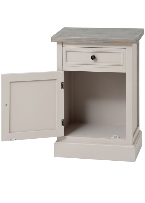 16232-a Soft Grey Fully Assembled Bed Side Table Drawer Cabinet