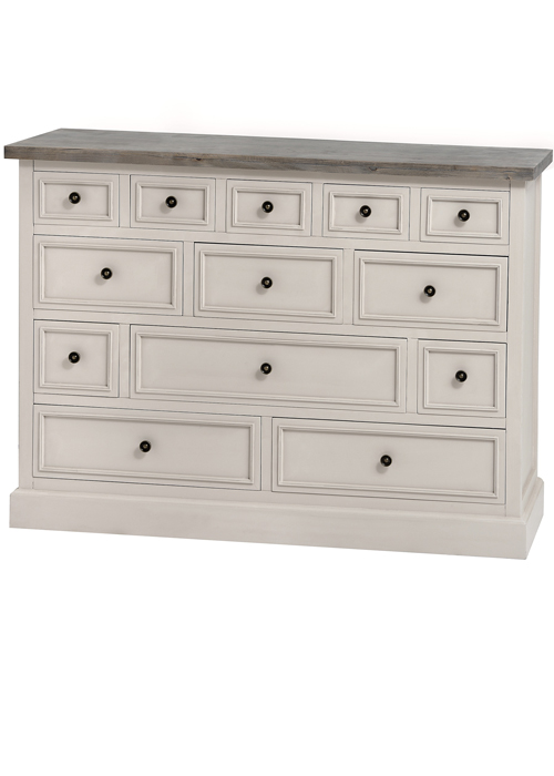 16256 Elegant Classic French Country Grey Fully Assembled Wood Storage 13 Drawer Chest