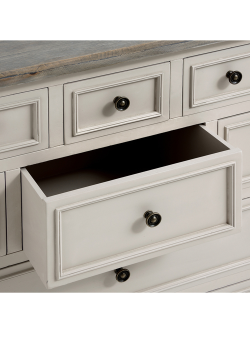 16256-a Elegant Classic French Country Grey Fully Assembled Wood Storage 13 Drawer Chest