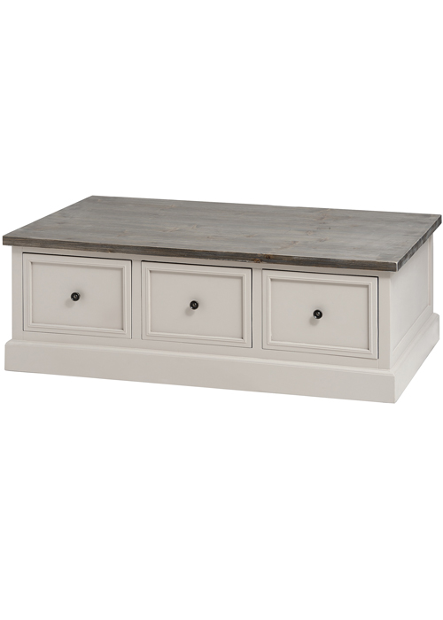 16275 Elegant Classic French Country Grey Fully Assembled Wood 6 Drawer Coffee Table
