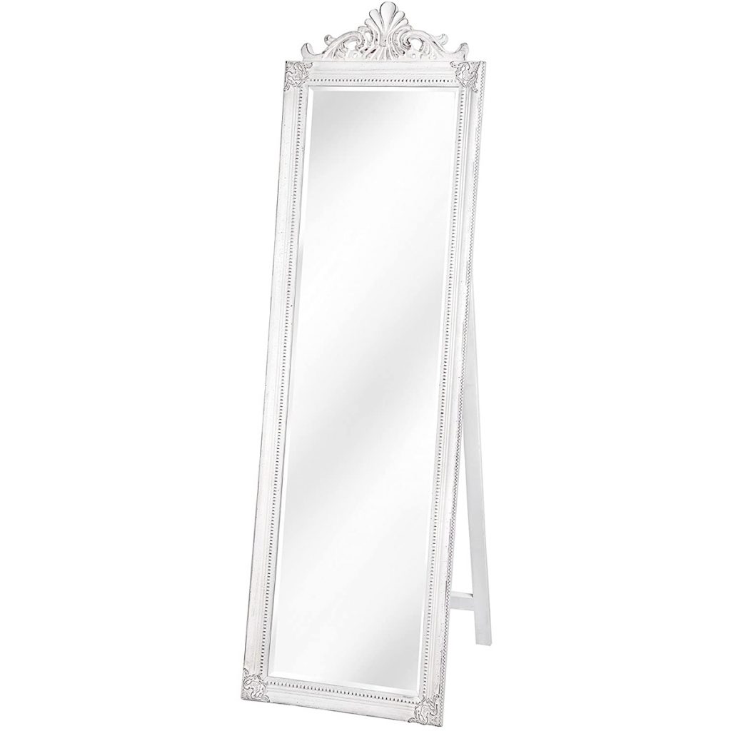 16313 white ornate full length mirror