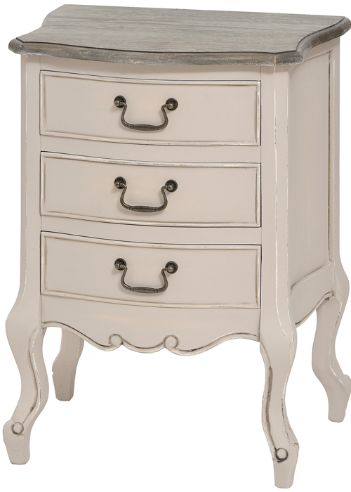 16787 Shabby Chic Country Grey Fully Assembled Bed Side Cabinet Table