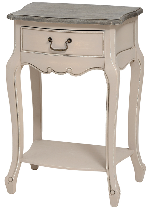 16792 French Country Grey Fully Assembled 1 Drawer End Lamp Side Table