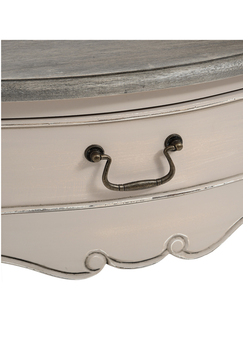 16792-a French Country Grey Fully Assembled 1 Drawer End Lamp Side Table