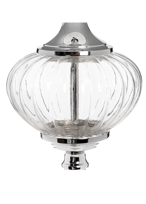 17593-a Decorative Glass Polished Chrome Metal Fabric Grey Shade Sturdy Floor Light Lamp