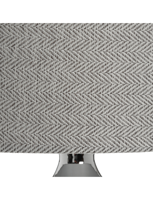 17593-b Decorative Glass Polished Chrome Metal Fabric Grey Shade Sturdy Floor Light Lamp