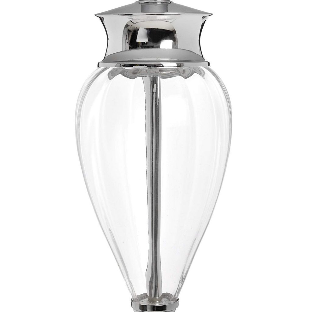 17598-a Elegant Decorative Glass Polished Chrome Grey Shade Sturdy Floor Light Lamp