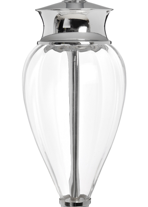 17598-a Elegant Decorative Glass Polished Chrome Grey Shade Sturdy Floor Light Lamp