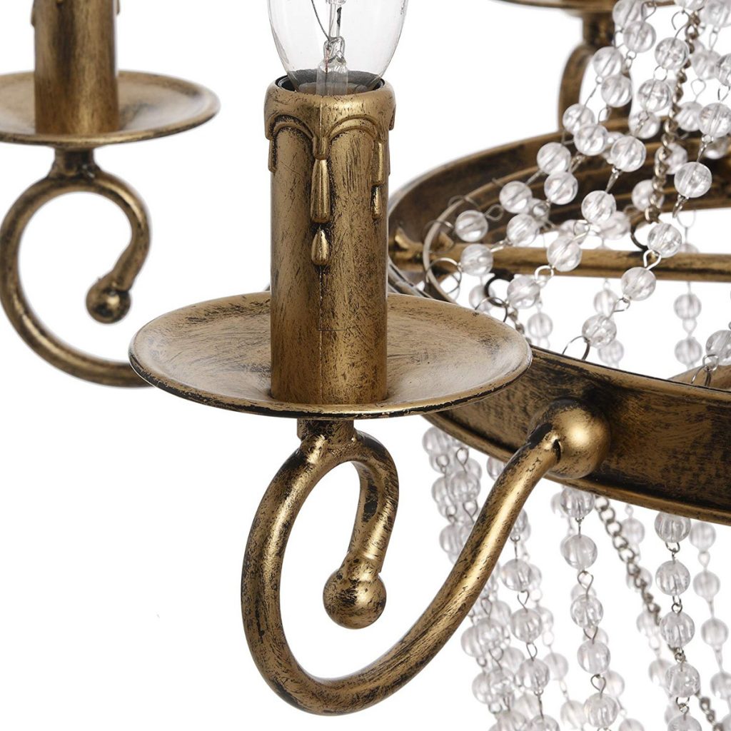 18043-b Stunning Antique Gold Effect Drop Crystals Venetian Chandelier Ceiling Light