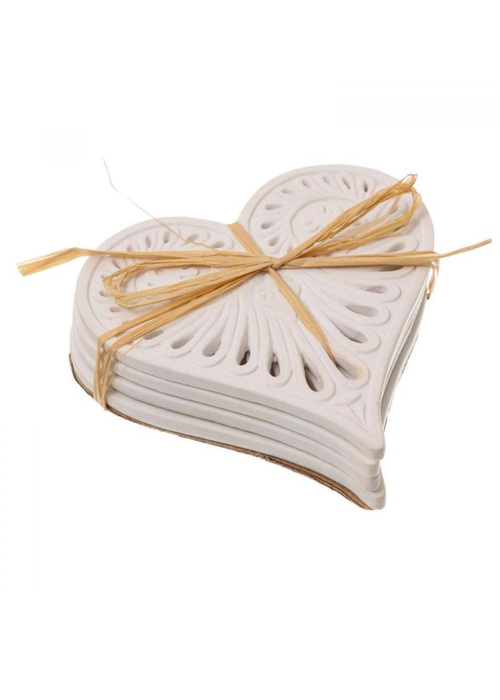 20625_Shabby Chic Vintage Style Heart Love White Coasters Set of 4