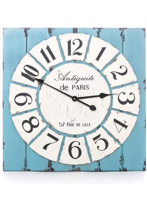 27516_French Antique Style Blue White Large Square Wall Clock